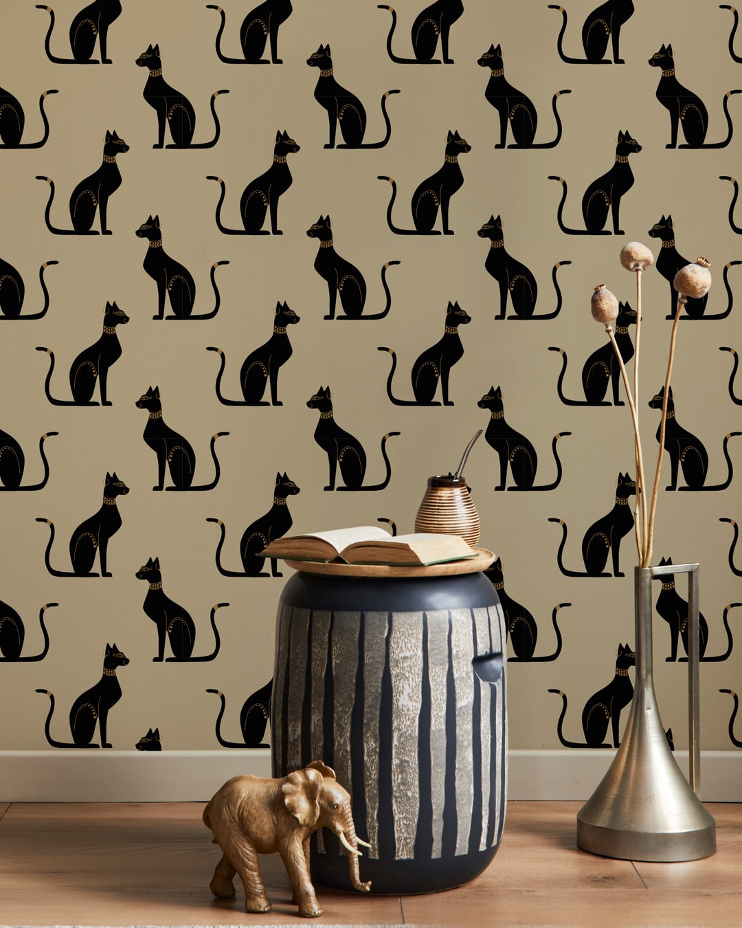 ANOUKIS - Papier peint chat égyptien chambre