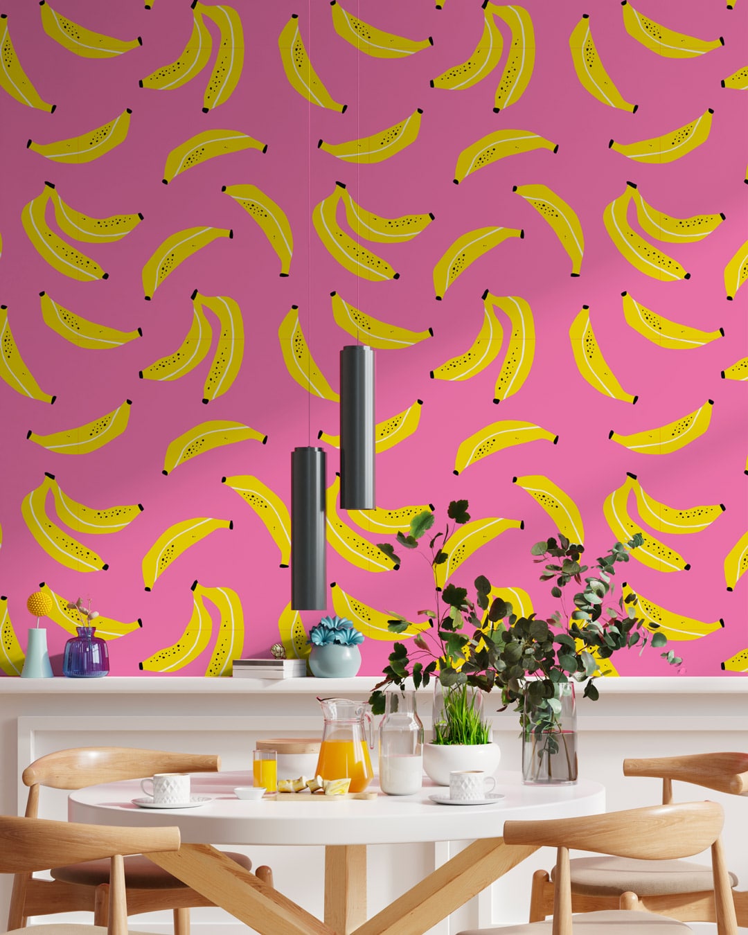 AWA - Papier peint banane flashy salle à manger