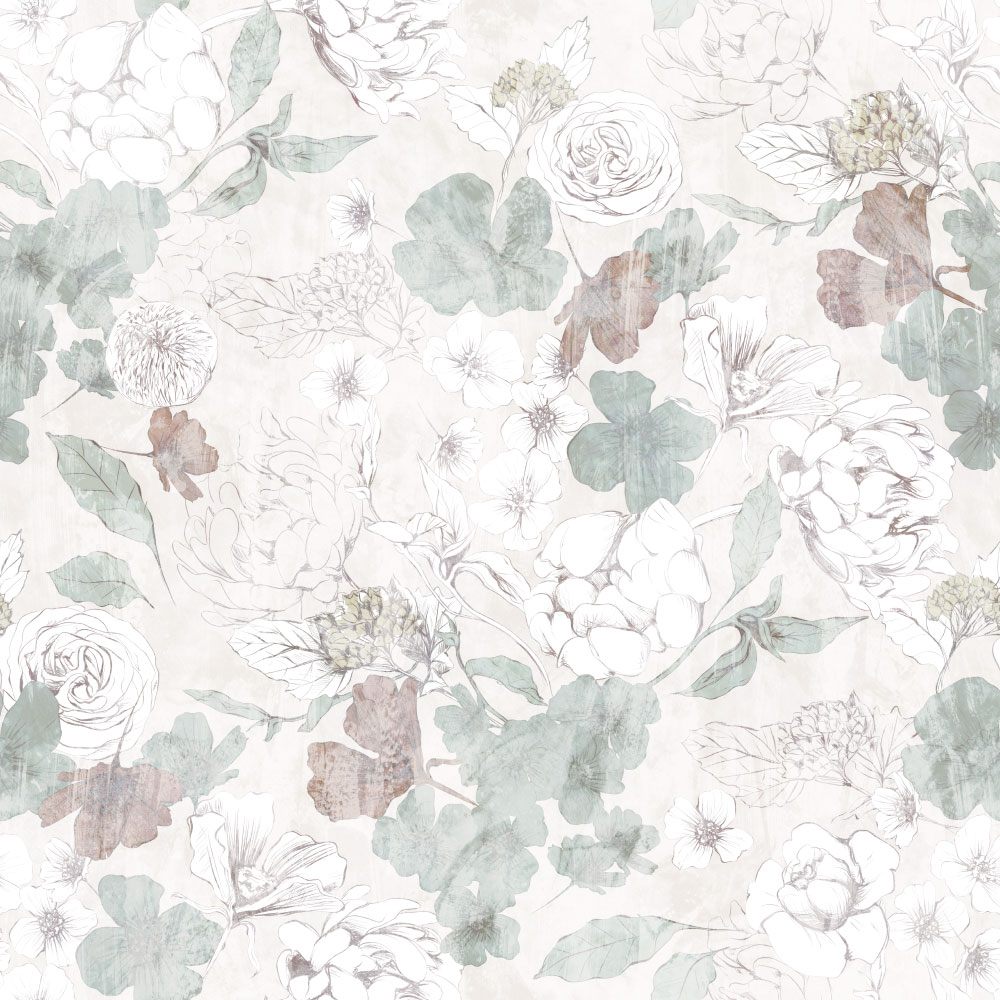 BETH - Papier peint discret rose blanche