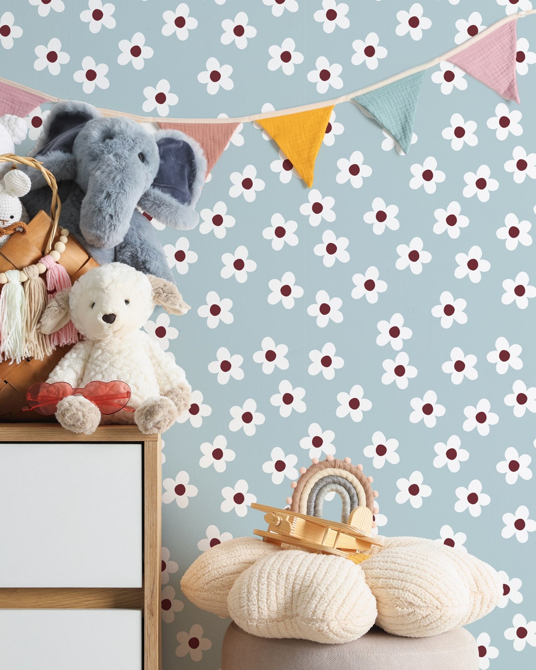 CYANE - Papier peint à fleurs chambre fille bébé