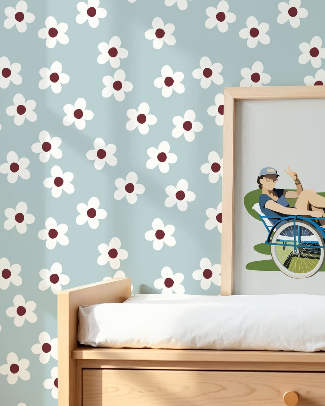 CYANE - Papier peint à fleurs chambre fillette