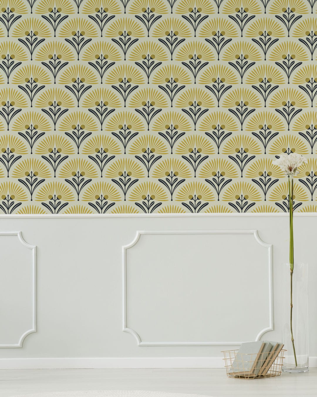 DENISE - Papier peint pissenlit art nouveau couloir