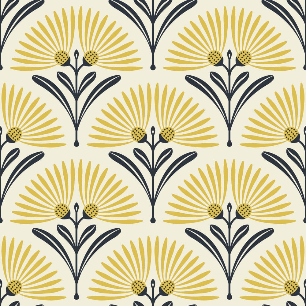 DENISE - Papier peint pissenlit art nouveau