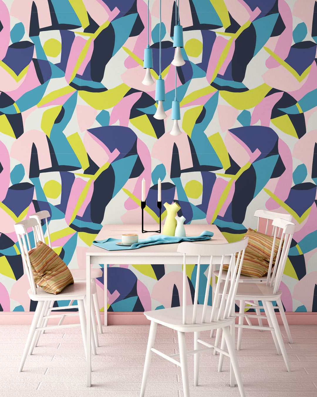 GLORIA - Papier peint arty fluo salle à manger