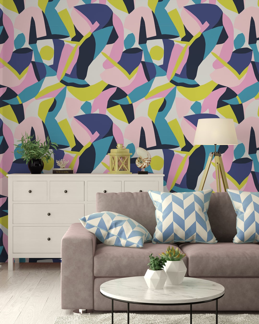 GLORIA - Papier peint arty fluo salon