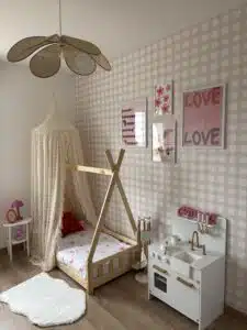 JESSY - Papier peint vichy rose chambre fille