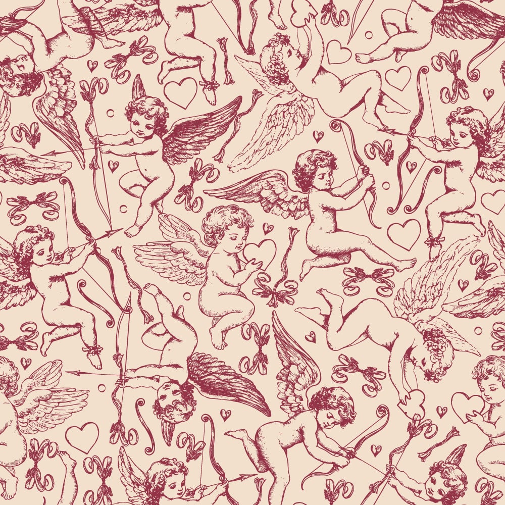 NORINE - Papier peint angelots rose