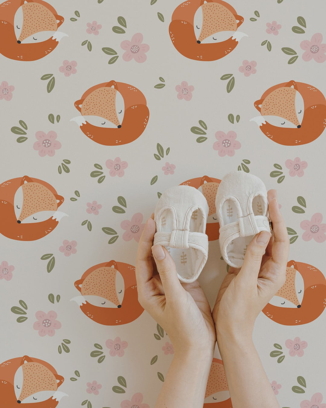 SHARINA - Papier peint renard chambre fille bébé