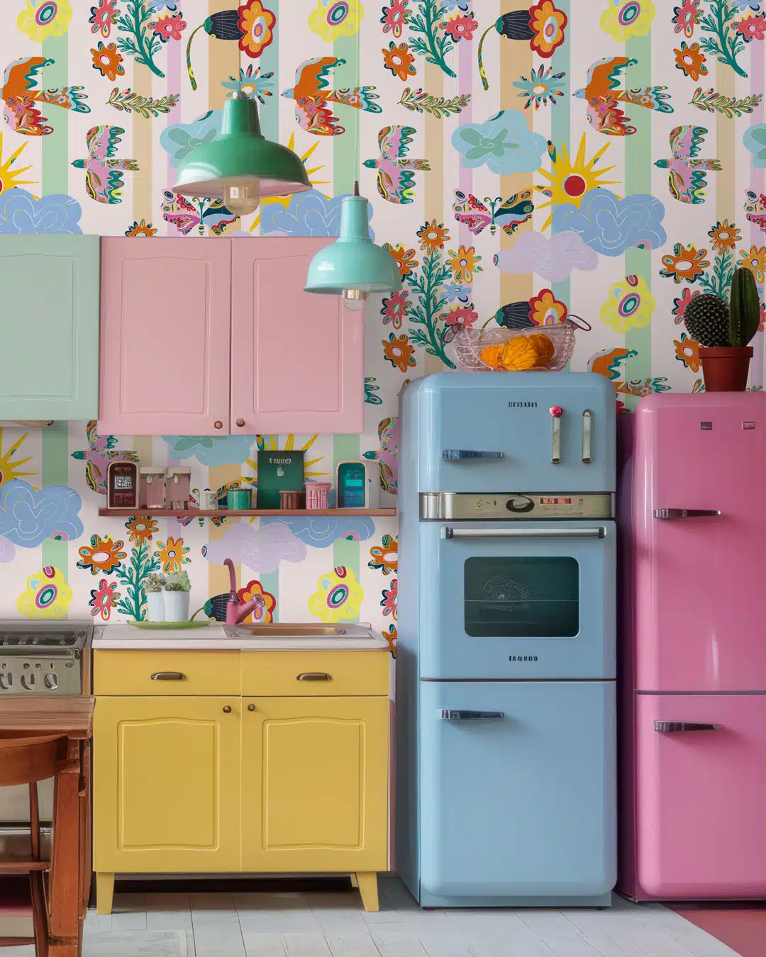 ALVA - Papier peint folk scandinave cuisine
