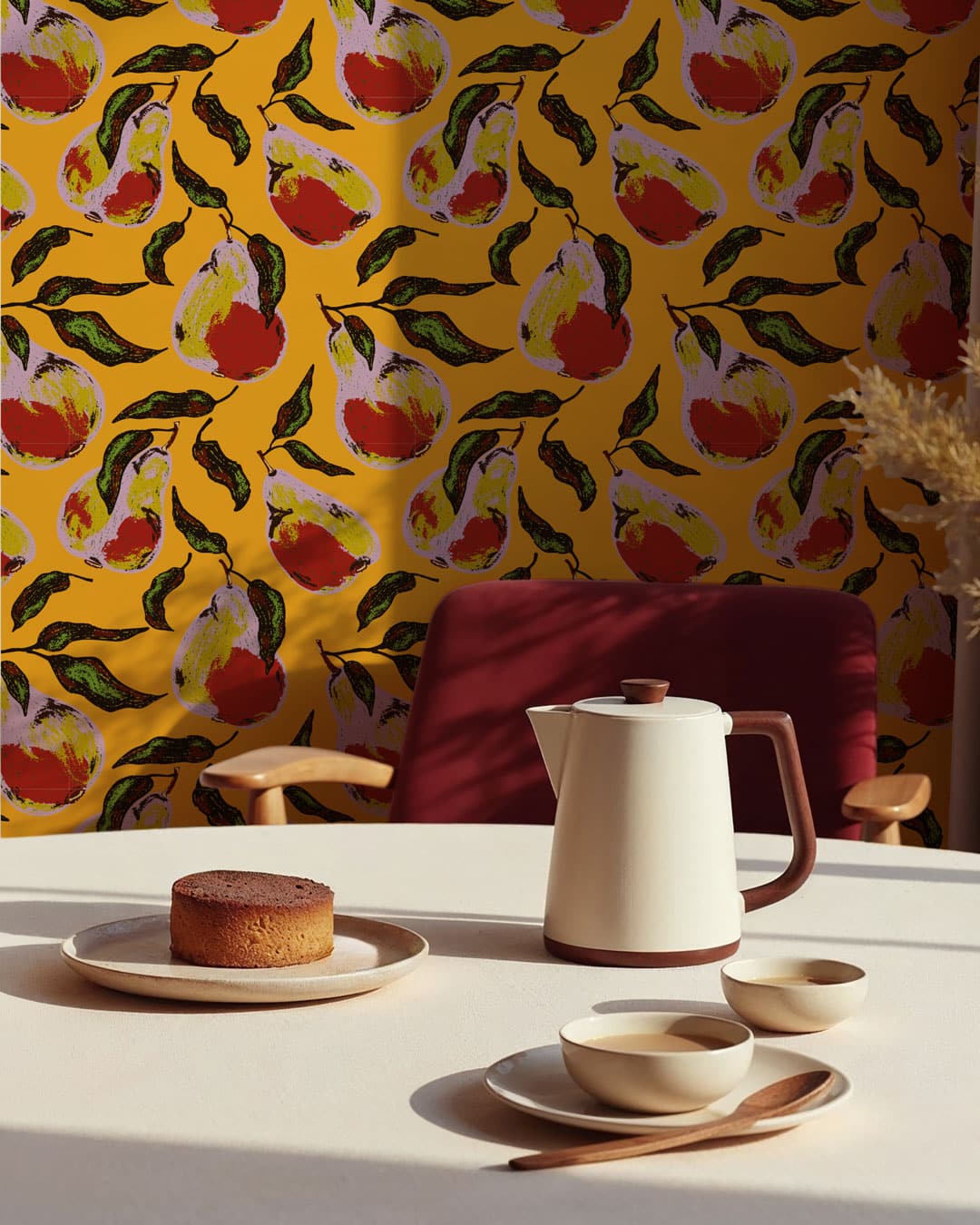 EZEQUIEL - Papier peint poire texturée orange salle à manger