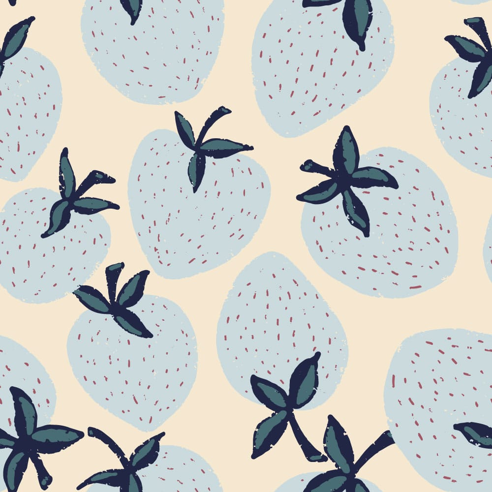 HAROLD - Papier peint fraises pastel bleu