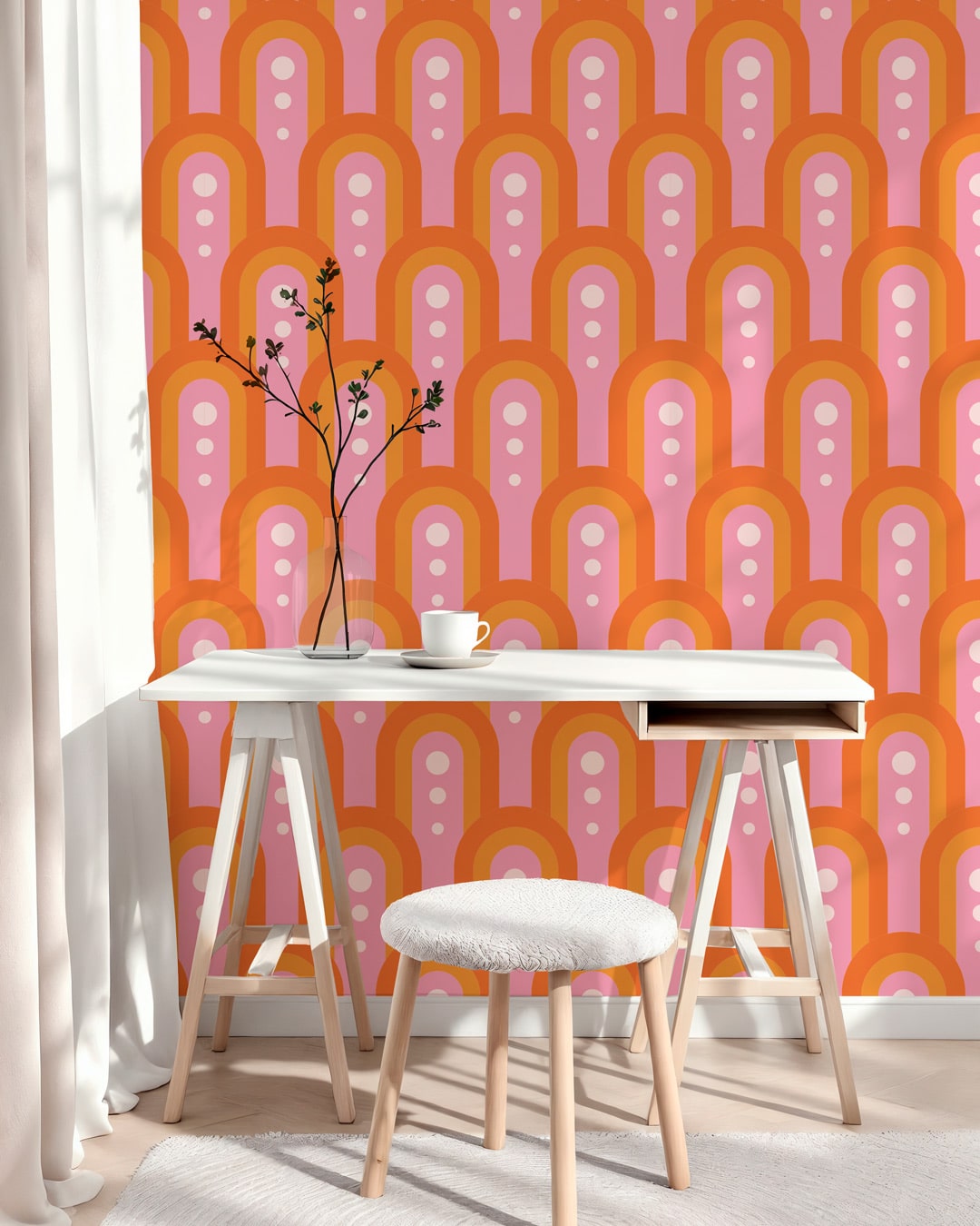 KLÉBER - Papier peint arc en ciel année 60 bureau