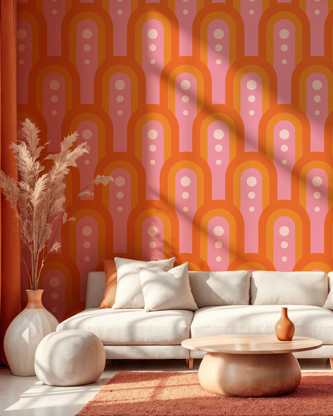 KLÉBER - Papier peint arc en ciel année 60 salon