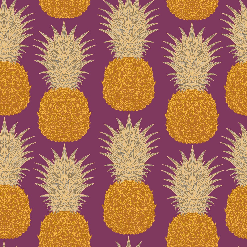LOGAN - Papier peint ananas rétro violet