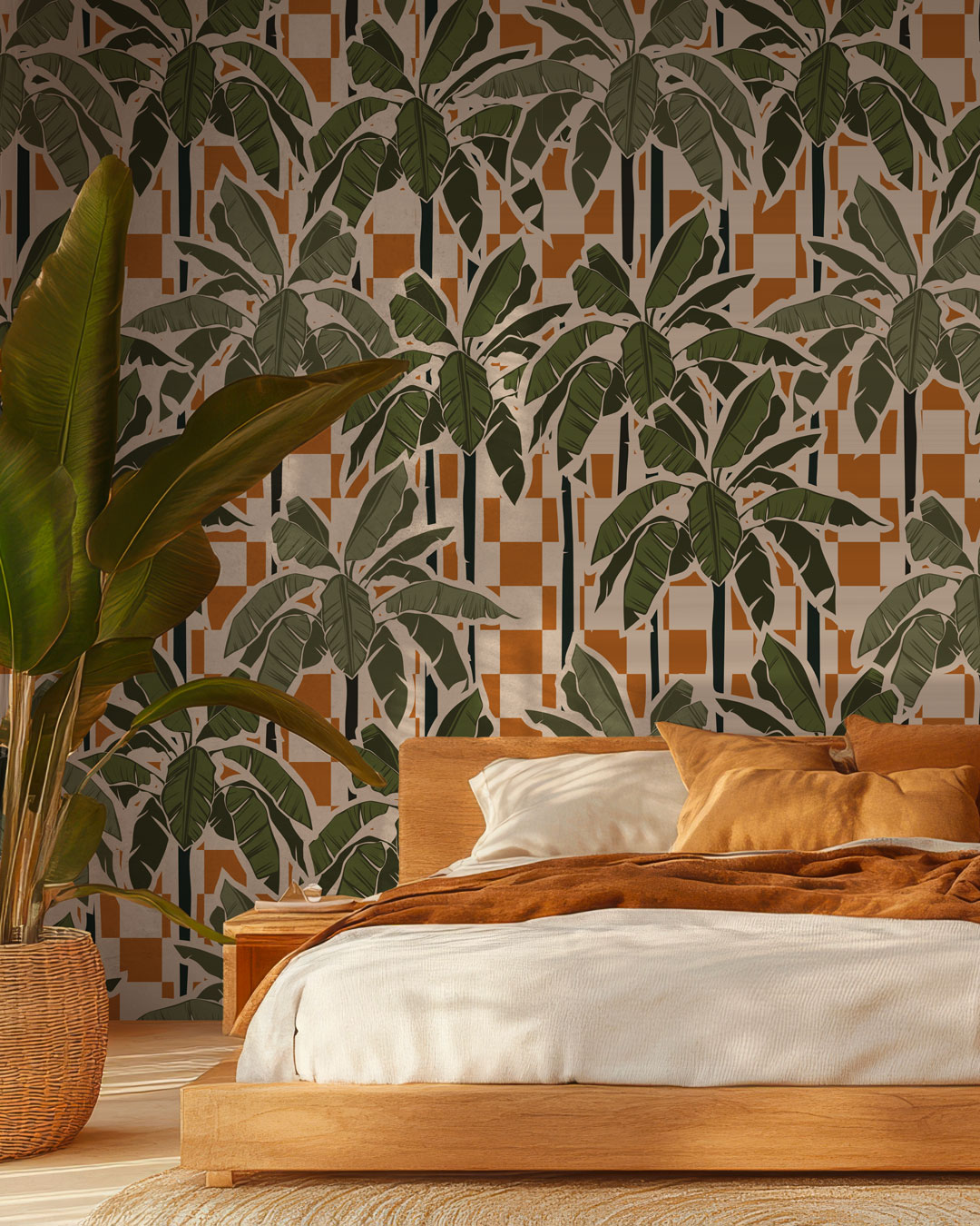 MANU - Papier peint palmier urbain chambre