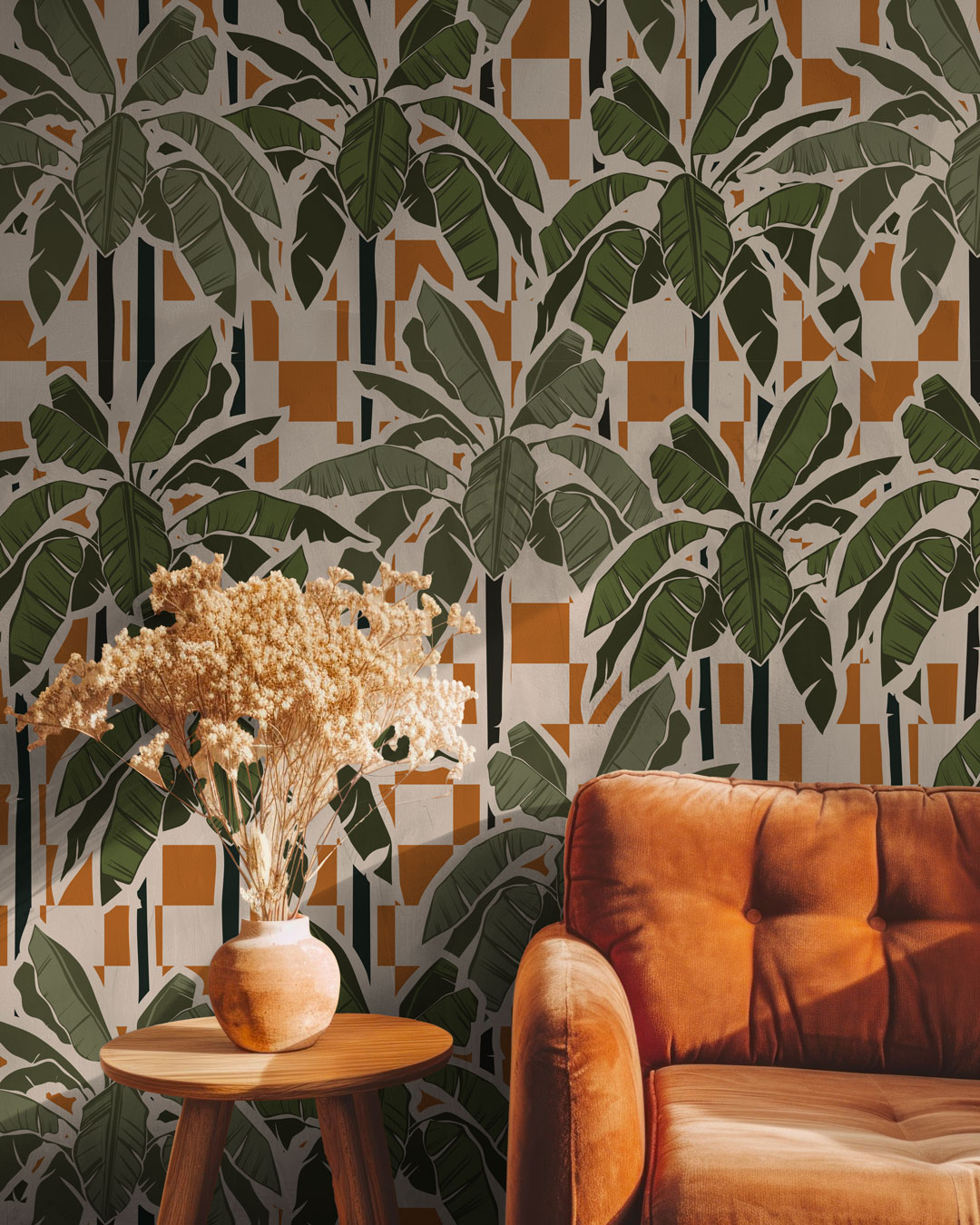 MANU - Papier peint palmier urbain salon 2