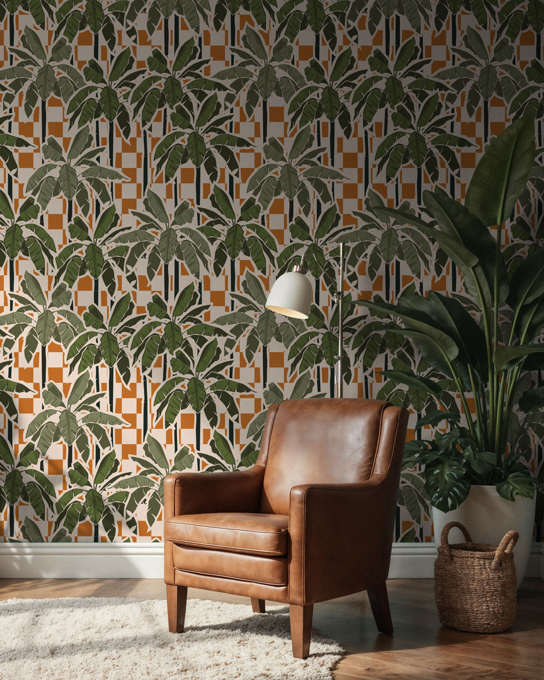 MANU - Papier peint palmier urbain salon