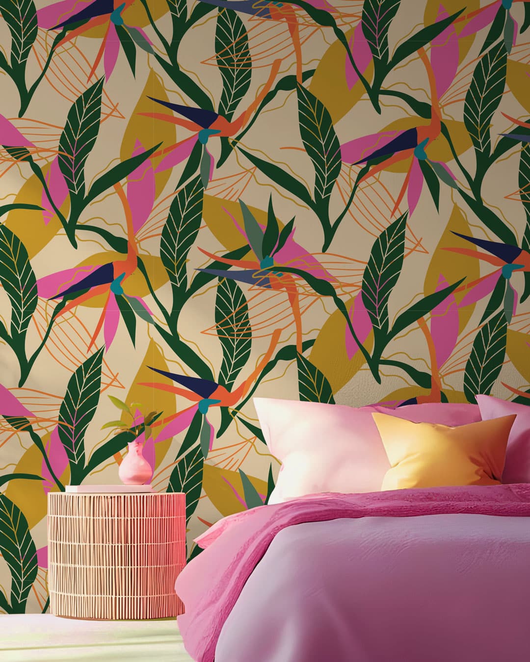 POE - Papier peint oiseau de paradis chambre