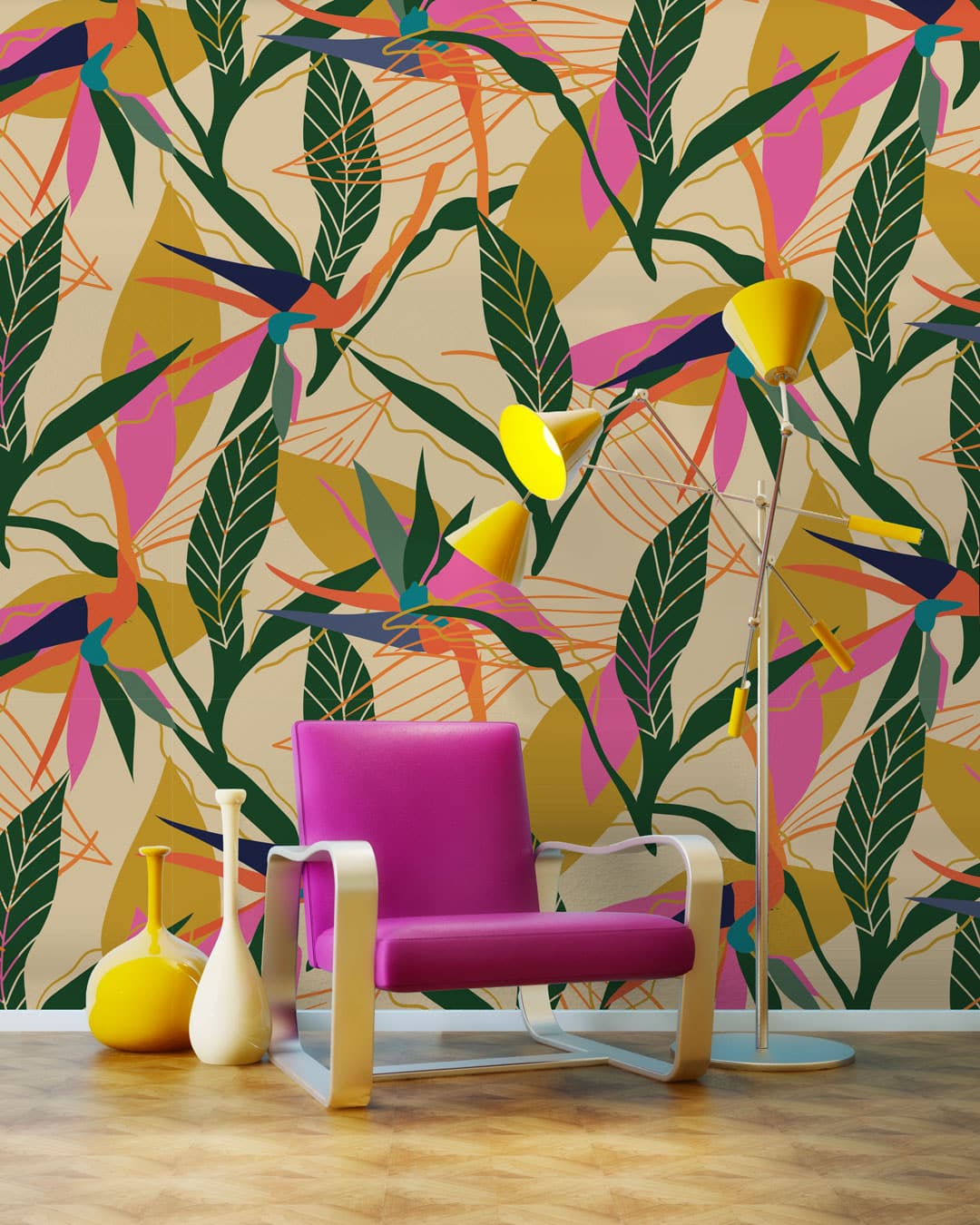 POE - Papier peint oiseau de paradis salon 2