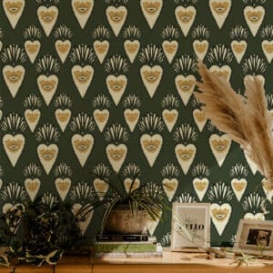 XIMENA - Papier peint art sacré mexicain vert entrée