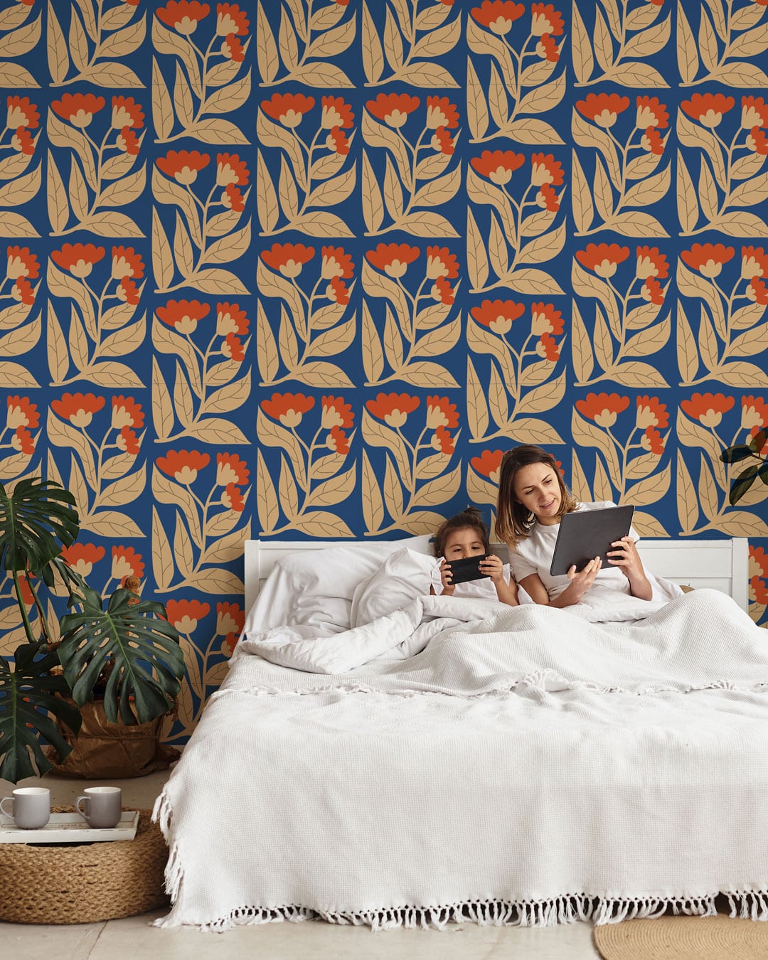 AMÉLIE - Papier peint fleur rétro hippie chambre