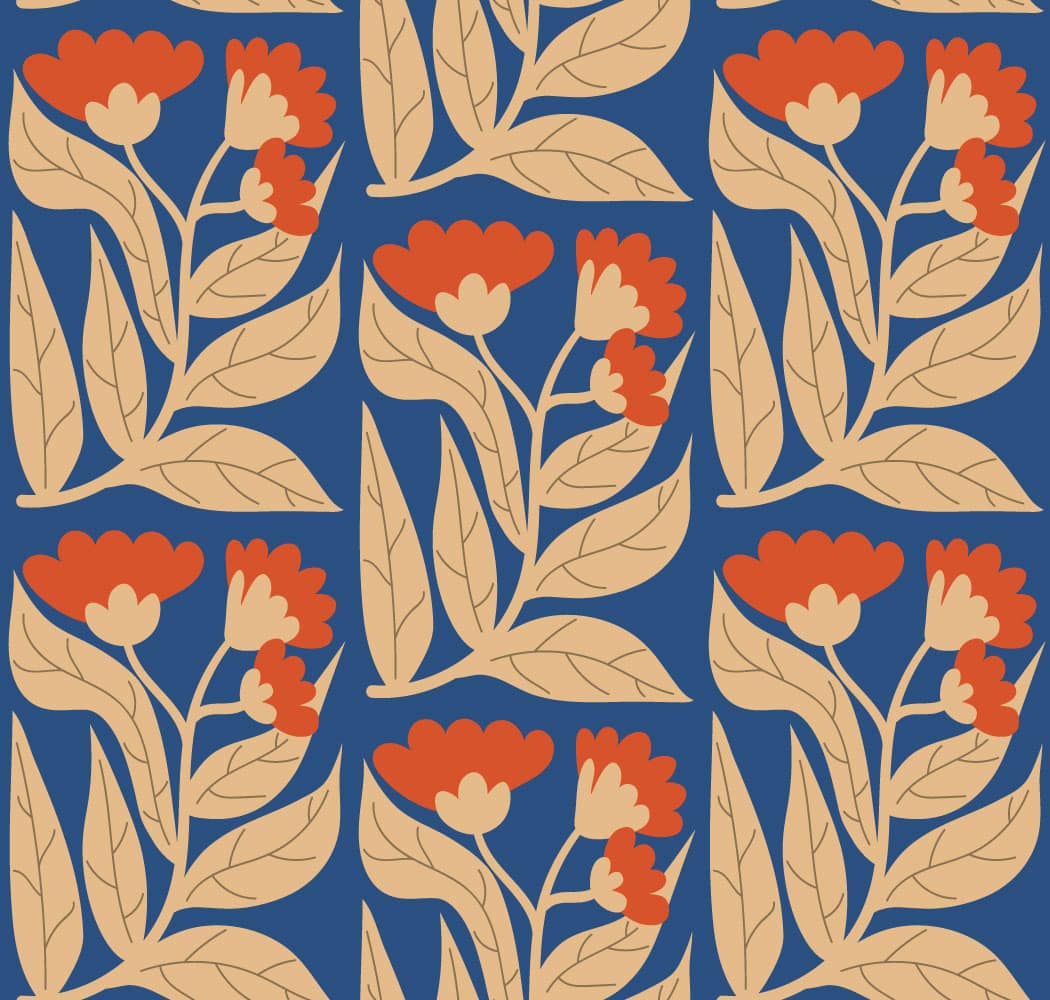 AMÉLIE - Papier peint fleur rétro hippie