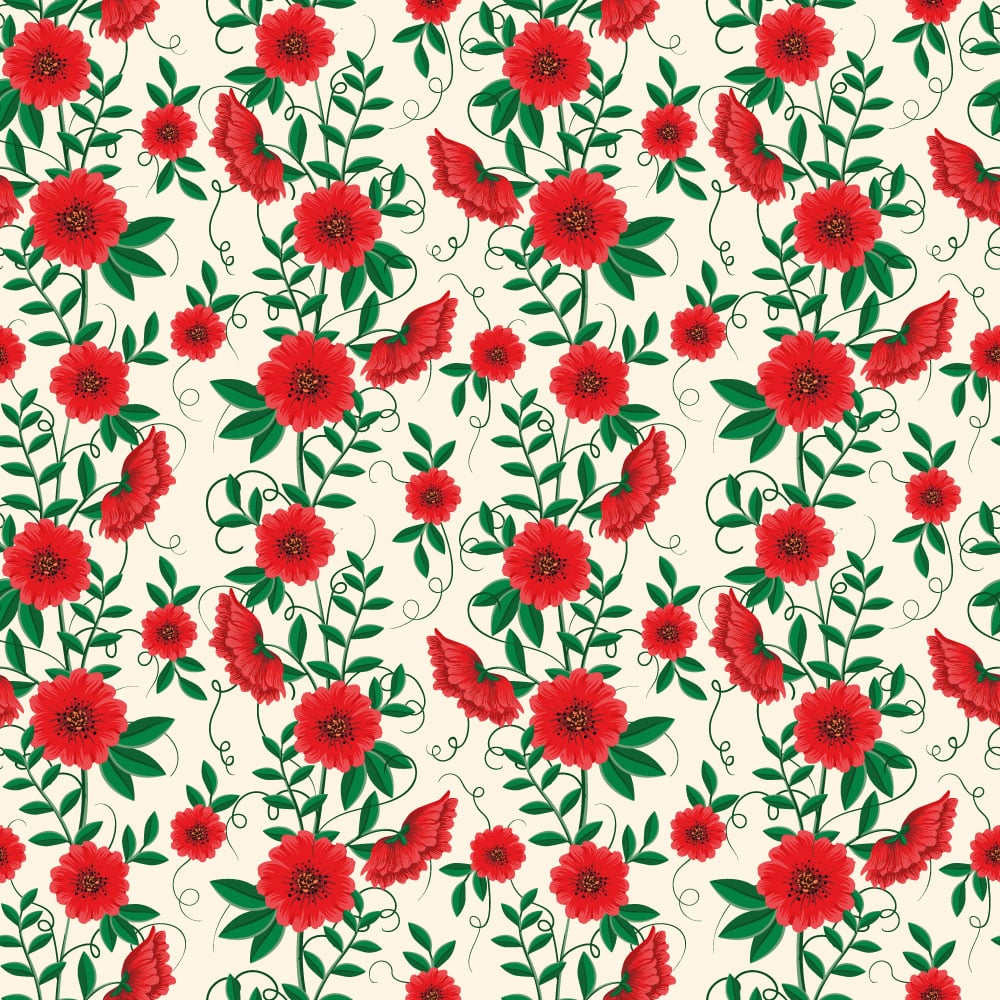 CARMEN - Papier peint fleurs rouges ornementales