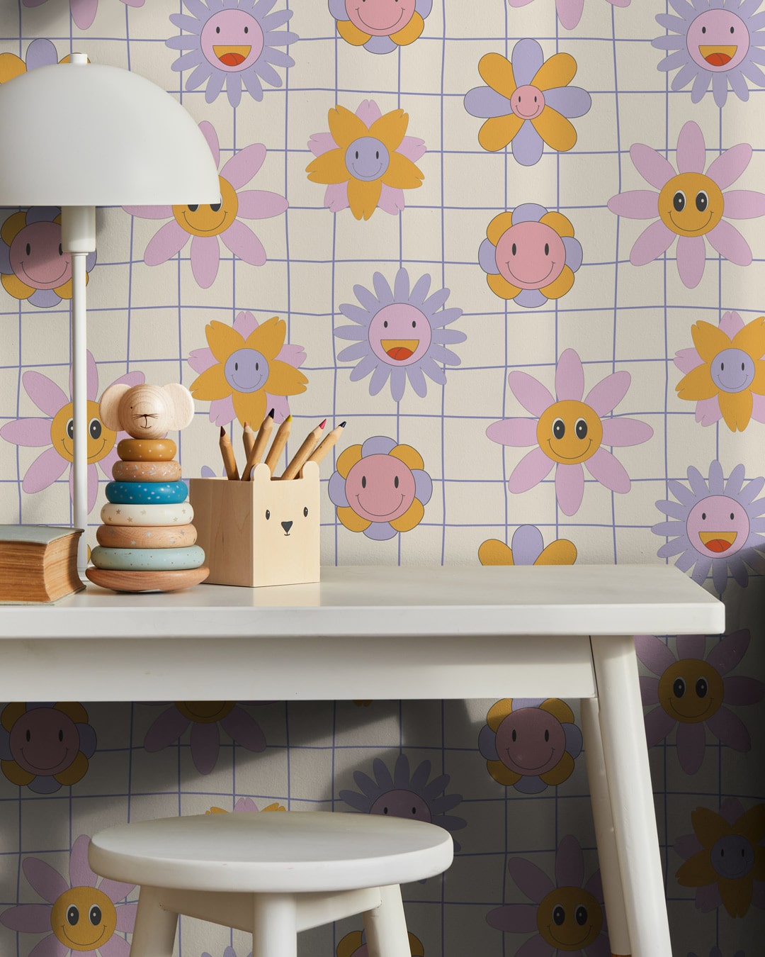 NELLY - Papier peint fleur groovy enfant bureau