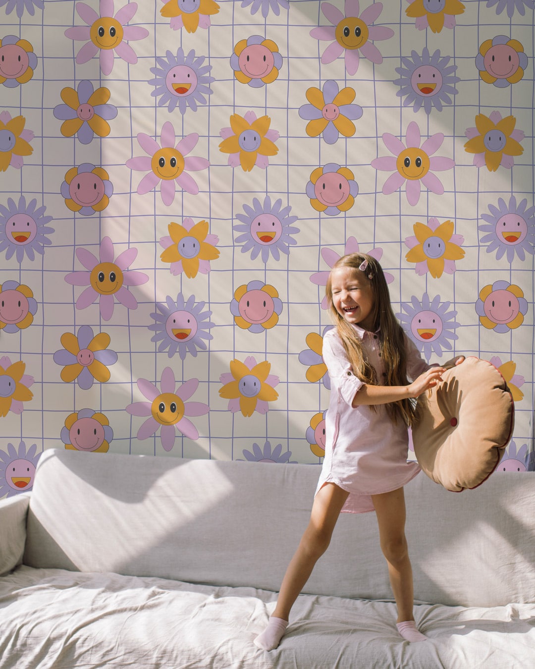 NELLY - Papier peint fleur groovy enfant chambre fille