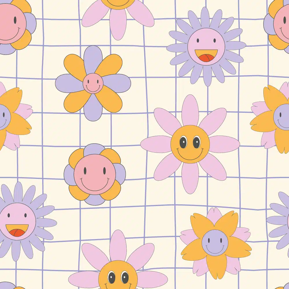 NELLY - Papier peint fleur groovy enfant