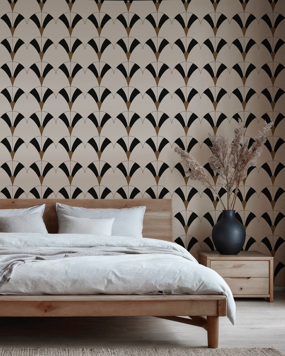 STANISLAS - Papier peint plume art déco chambre