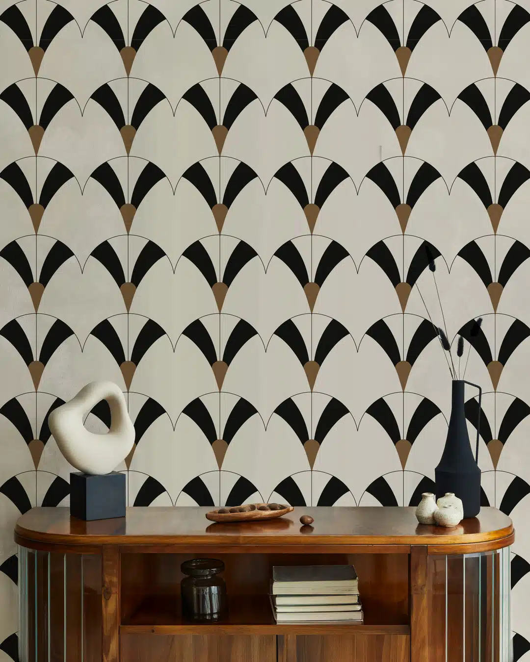 STANISLAS - Papier peint plume art déco salon