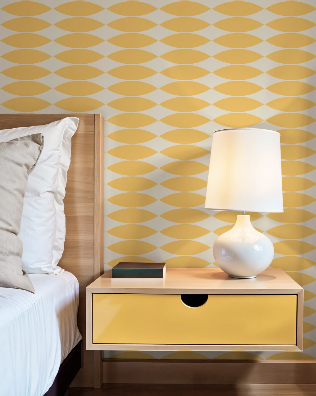 TINA - Papier peint effet calisson jaune chambre