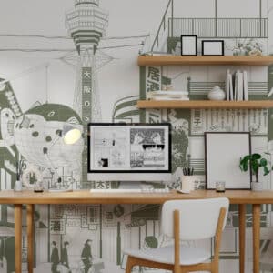 AMAYA - papier peint panoramique Tokyo vert bureau
