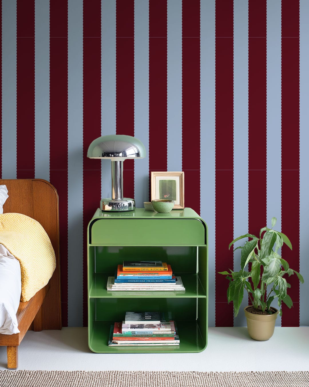 LELIA - Papier peint rayures colorées chic bleu chambre