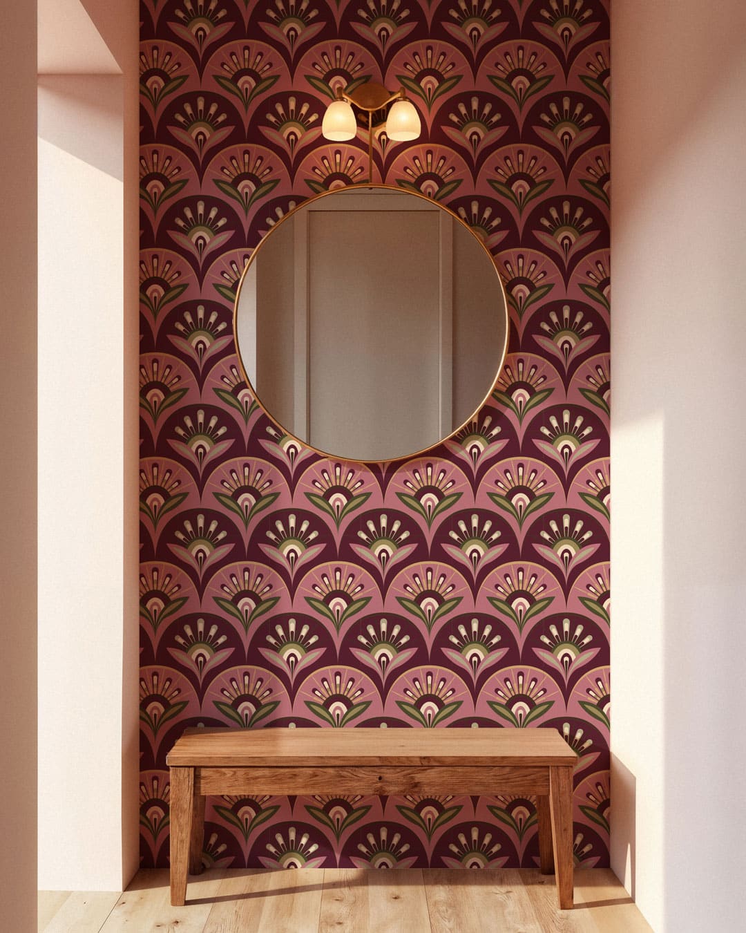 RENAUD - Papier peint retro rose couloir
