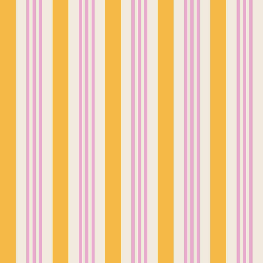 JAMIE - Papier peint rayé 3 bandes rose et jaune