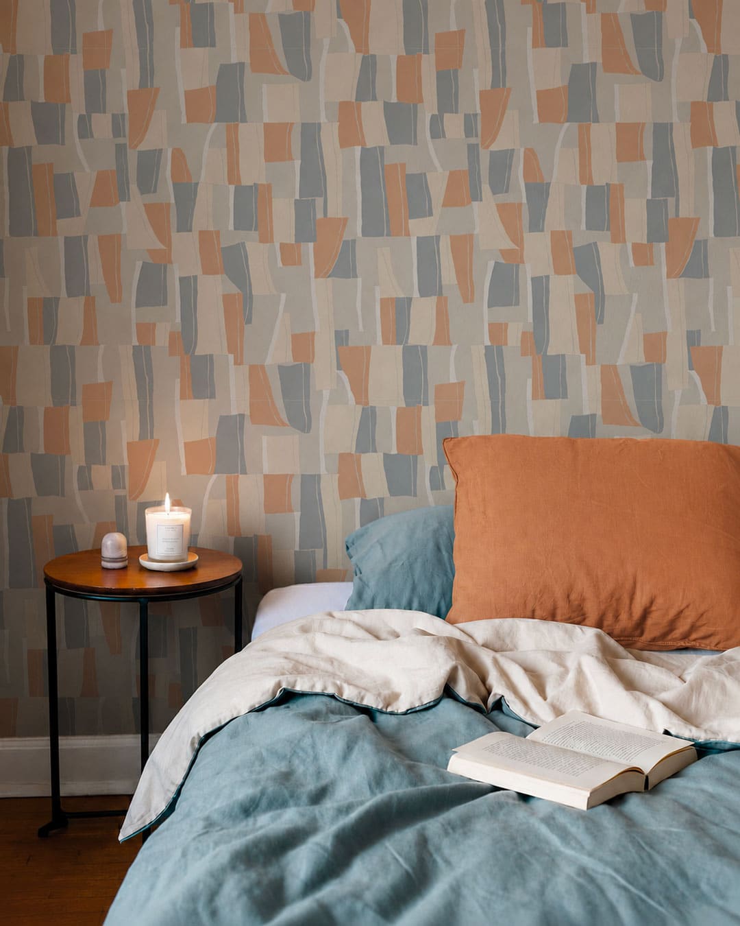 JODY - Tapisserie graphique forme abstraite gris chambre