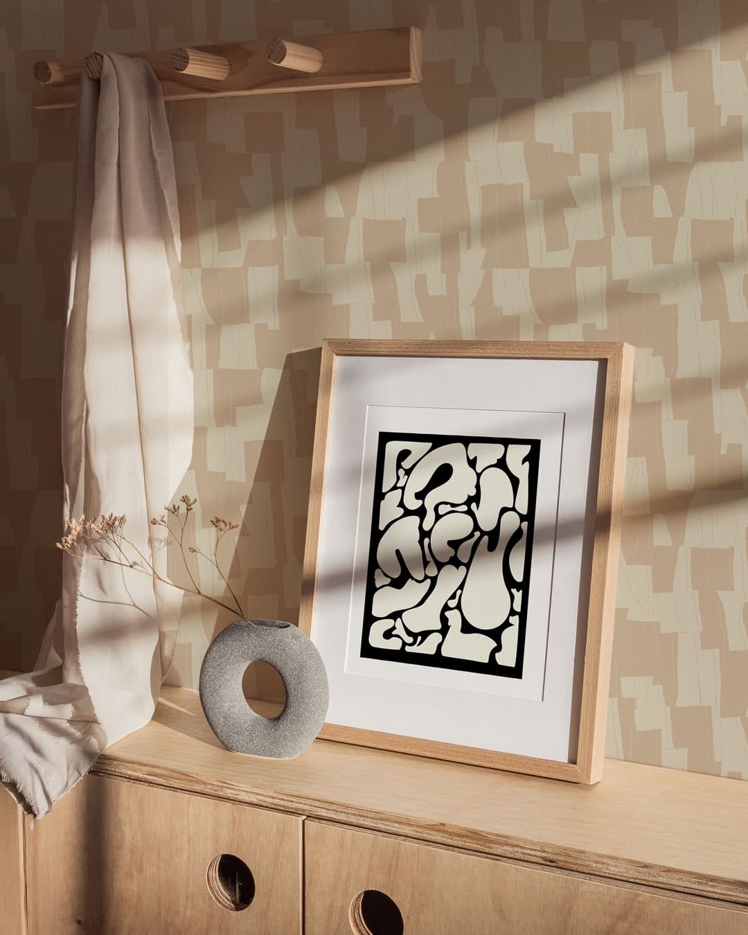 JODY - Tapisserie graphique forme abstraite nude entrée