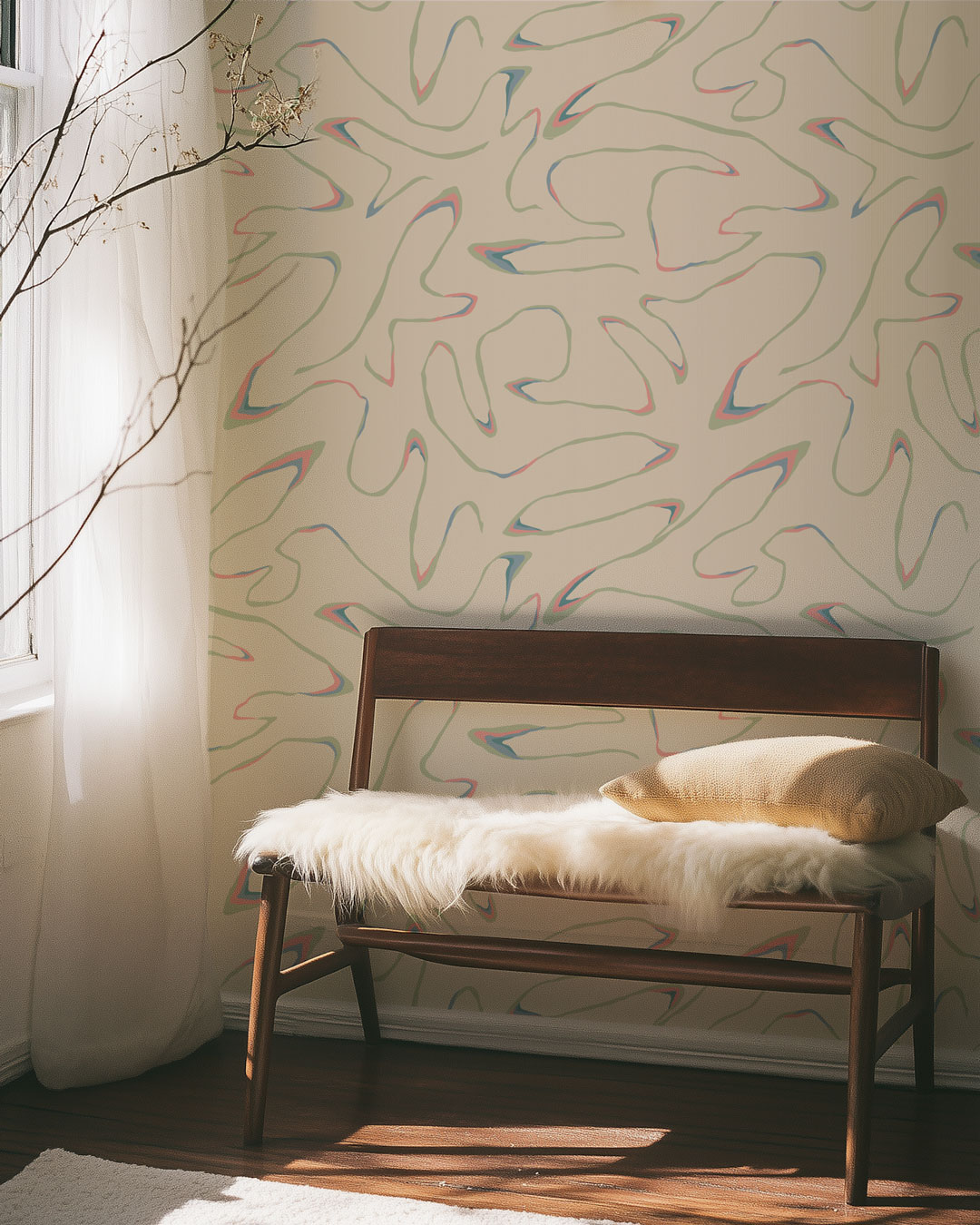 JULIANE - Papier peint topographie moderne beige entrée