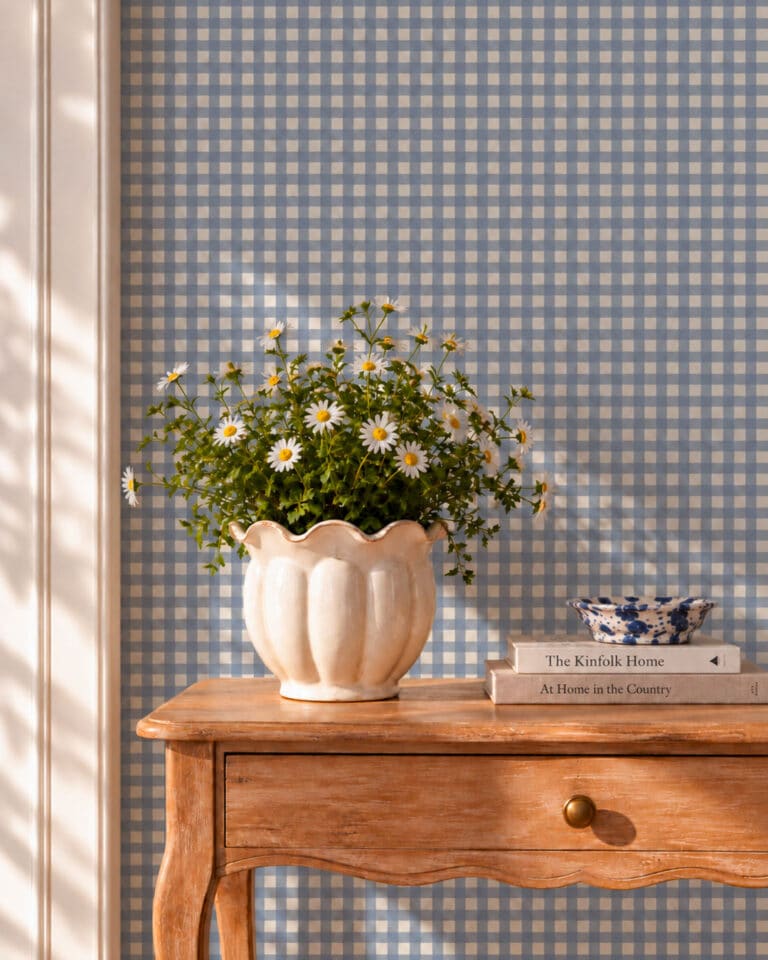 KARINE - Papier peint mini vichy lavande entrée v2