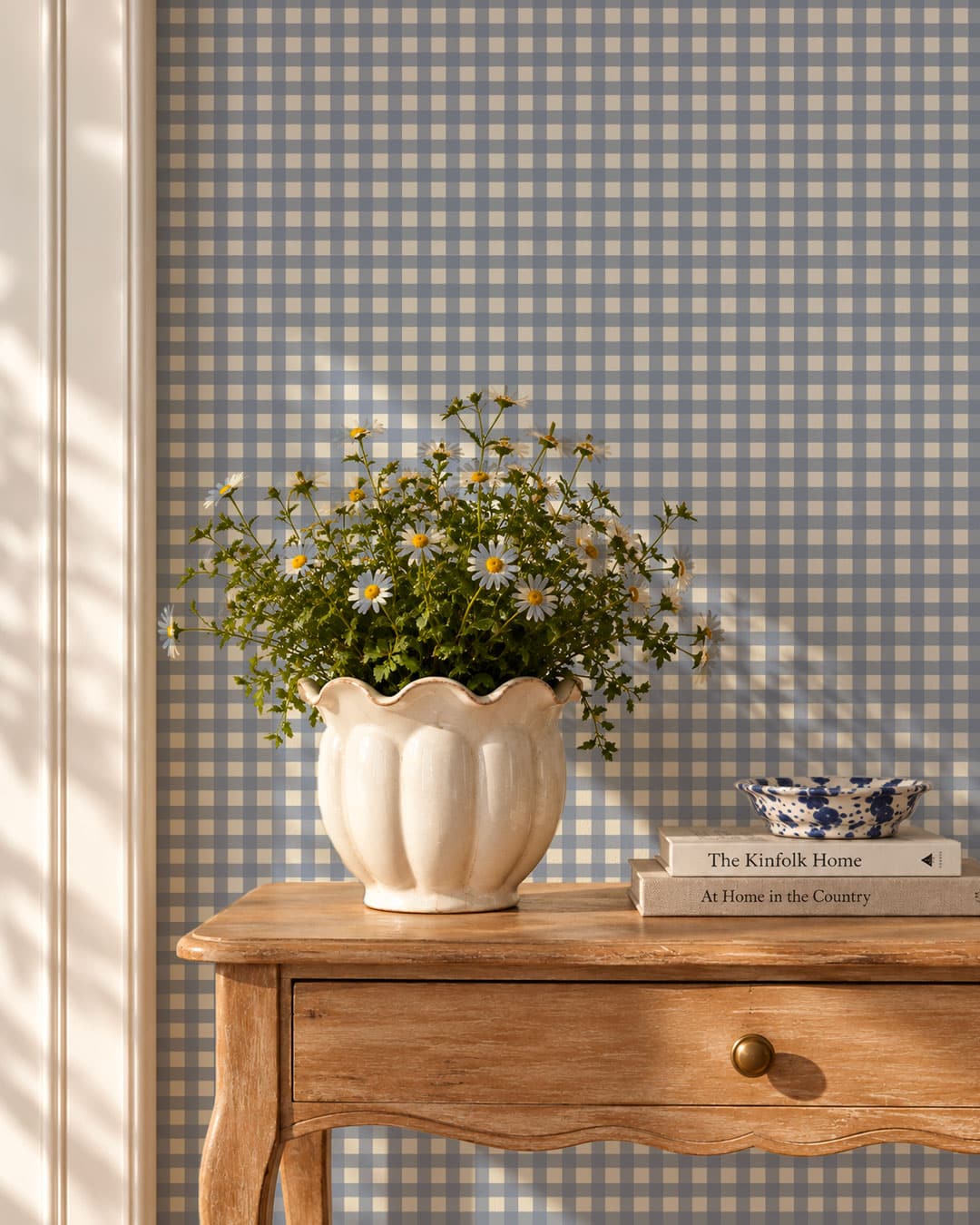 KARINE - Papier peint mini vichy lavande entrée