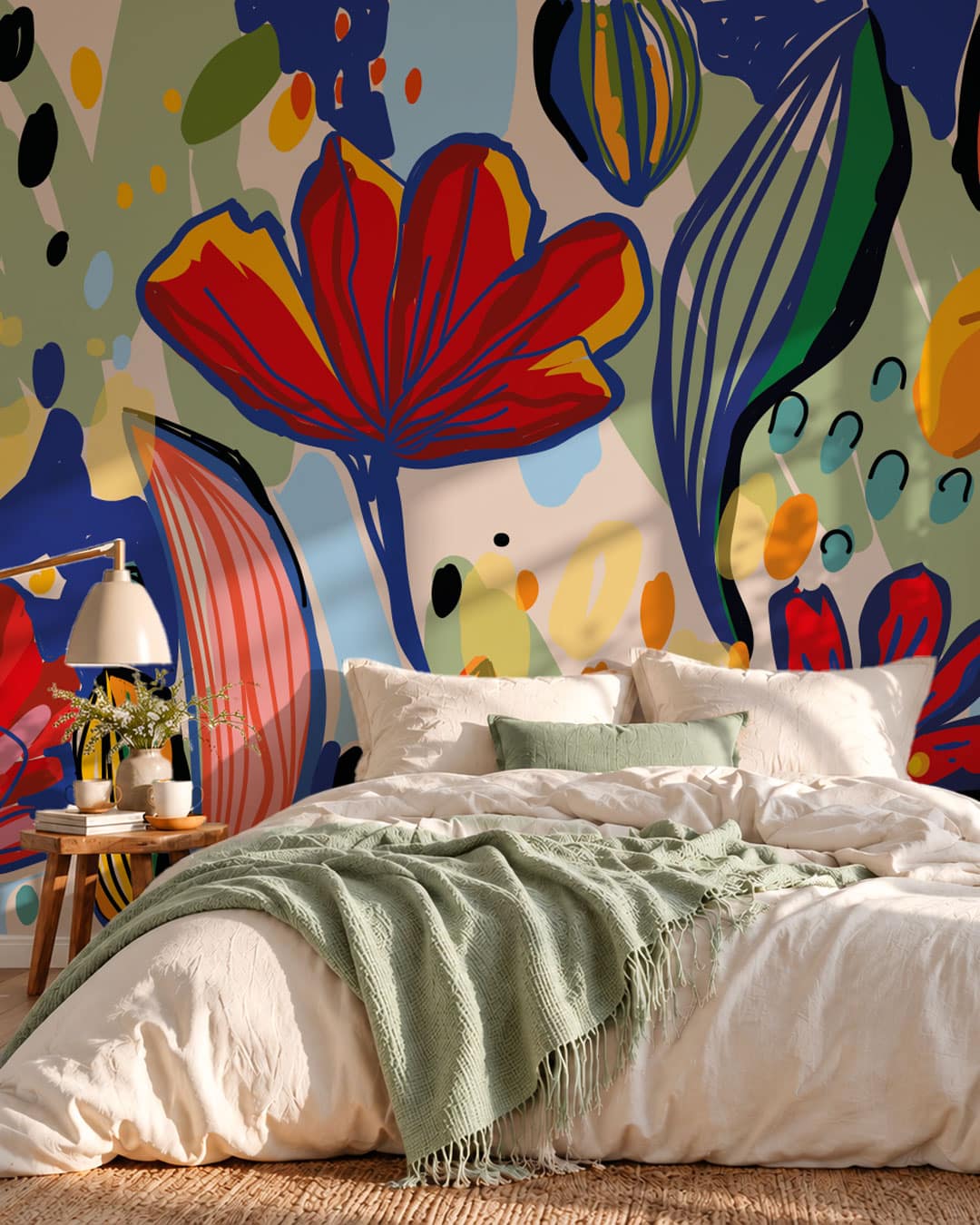 ORPHÉE - Fresque fleurie dessinée à la main chambre 2