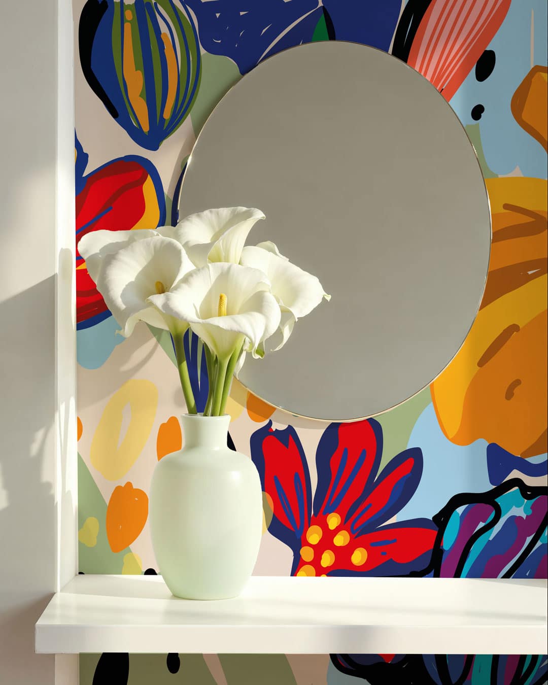 ORPHÉE - Fresque fleurie dessinée à la main chambre