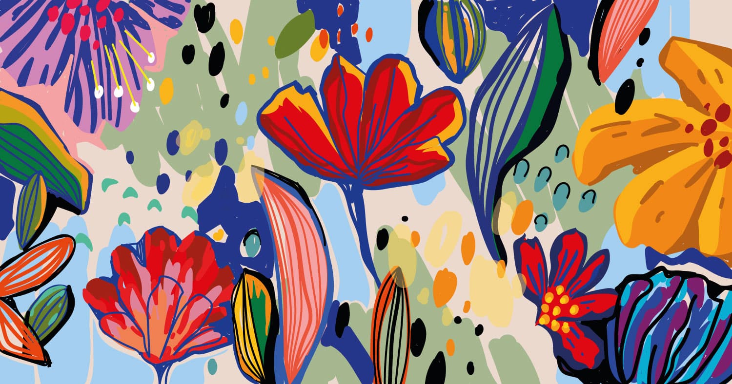 ORPHÉE - Fresque fleurie dessinée à la main