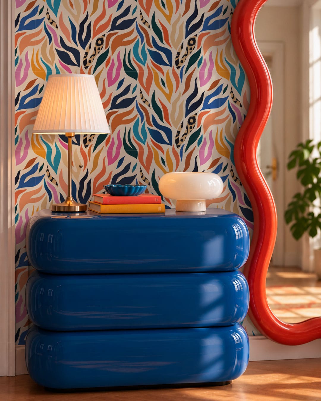 LIONEL - Papier peint flamme multicolore d’inspiration Matisse entrée